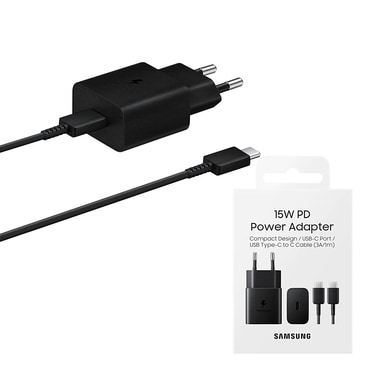 Originalen stenski polnilec in USB-C kabel Samsung "EP-T1510XBEGEU" 15W - black