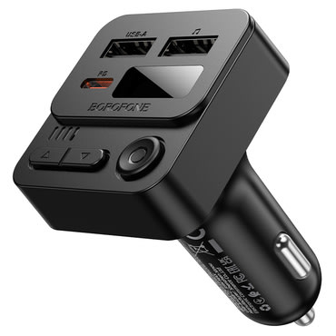 FM oddajnik in avtopolnilec 35W Borofone "Hero BC60" Bluetooth V5.4, 2x USB, USB-C, MP3 - black
