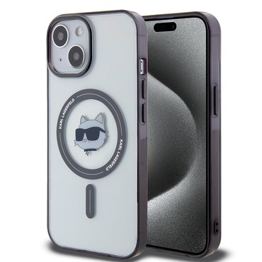Ovitek Karl Lagerfeld "IML MagSafe" za iPhone 15 Plus - transparent choupette`s head
