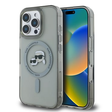 Ovitek Karl Lagerfeld "IML MagSafe" za iPhone 16 Pro Max - metal karl and choupette head