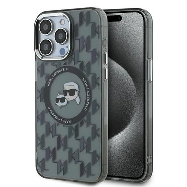 Ovitek Karl Lagerfeld "IML MagSafe" za iPhone 15 Pro - monogram karl and choupette head
