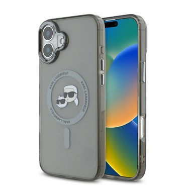 Ovitek Karl Lagerfeld "IML MagSafe" za iPhone 16 Plus - metal karl and choupette head