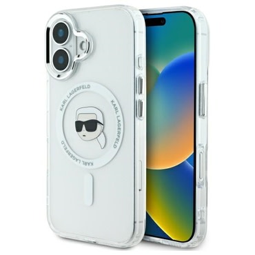 Ovitek Karl Lagerfeld "IML MagSafe" za iPhone 16 - white metal karl`s head