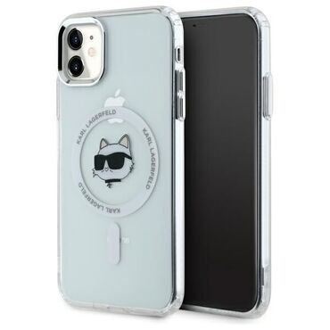 Ovitek Karl Lagerfeld "IML MagSafe" za iPhone 11 - white metal choupette`s head