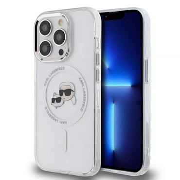 Ovitek Karl Lagerfeld "IML MagSafe" za iPhone 15 Pro Max - white metal karl and choupette heads