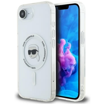 Ovitek Karl Lagerfeld "IML MagSafe" za iPhone 16e / 17e - white karl`s head