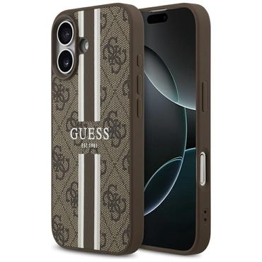 Ovitek Guess "Hardcase 4G Printed Stripes MagSafe" za iPhone 17 - brown
