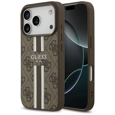 Ovitek Guess "Hardcase 4G Printed Stripes MagSafe" za iPhone 17 Pro - brown