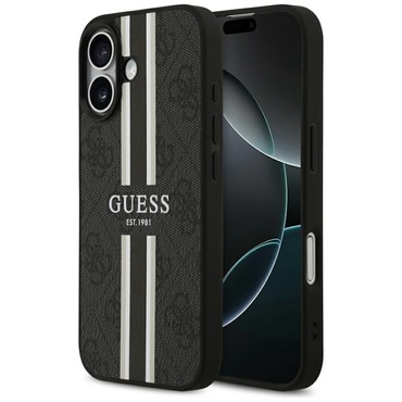 Ovitek Guess "Hardcase 4G Printed Stripes MagSafe" za iPhone 17 - black