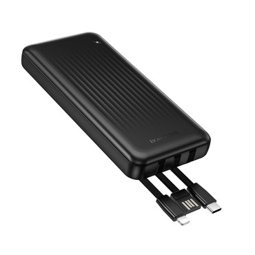 Power bank Borofone "Clever Series BJ79" 10000mAh z vgrajenimi 3 kabli USB, USB-C, Lightning in indikatorjem - črn