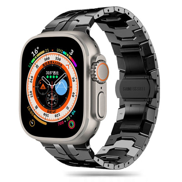 Jekleni pas Techsuit "W063" za Apple Watch (42mm / 44mm / 45mm / 46mm / 49mm) - črn