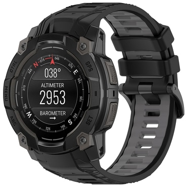 Silikonski pas Techsuit "W077" za Garmin Instinct 3 50mm / Instinct 3 50mm Solar - črn / siv