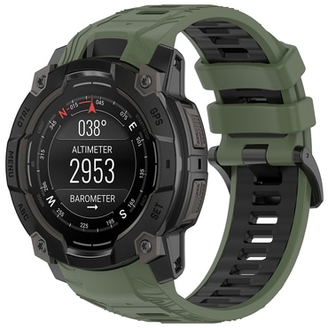 Silikonski pas Techsuit "W077" za Garmin Instinct 3 50mm / Instinct 3 50mm Solar - zelen / črn