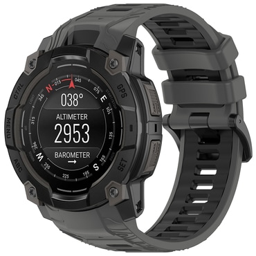 Silikonski pas Techsuit "W077" za Garmin Instinct 3 50mm / Instinct 3 50mm Solar - siv / črn