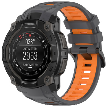 Silikonski pas Techsuit "W077" za Garmin Instinct 3 50mm / Instinct 3 50mm Solar - siv / oranžen