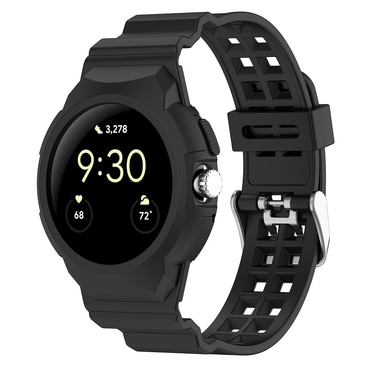 Silikonski pas Techsuit "W065" za Google Pixel Watch / Watch 2 / Watch 3 41mm / Watch 4 41mm - črn