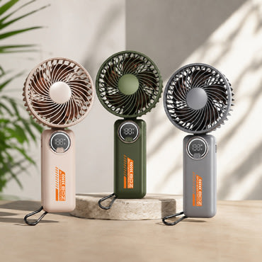 Mini ročni ventilator Techsuit "Z8" z LED prikazovalnikom, USB-C polnjenjem, 3 hitrostmi in 3600mAh