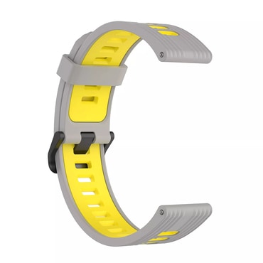 Univerzalen silikonski pas Techsuit "W002" 20mm za pametne ure - siv / rumen