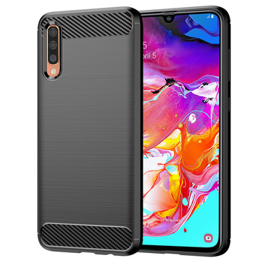 TPU gel ovitek "Brushed Carbon" za Samsung Galaxy A70 - črn