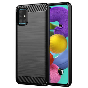TPU gel ovitek "Brushed Carbon" za Samsung Galaxy A51 - črn