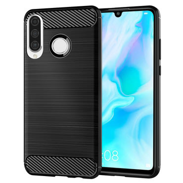 TPU gel ovitek "Brushed Carbon" za Huawei P30 Lite - črn