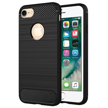TPU gel ovitek "Brushed Carbon" za iPhone 7 / 8 - črn