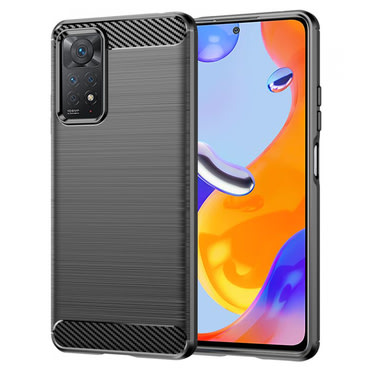 TPU gel ovitek "Brushed Carbon" za Xiaomi Redmi Note 11 Pro 4G / 11 Pro 5G - črn