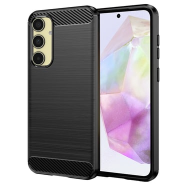 TPU gel ovitek "Brushed Carbon" za Samsung Galaxy A35 - črn