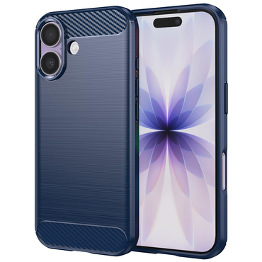TPU gel ovitek "Brushed Carbon" za iPhone 17 - moder