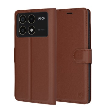Etui Techsuit "Leather Folio" za Xiaomi Poco F6 Pro - rjav