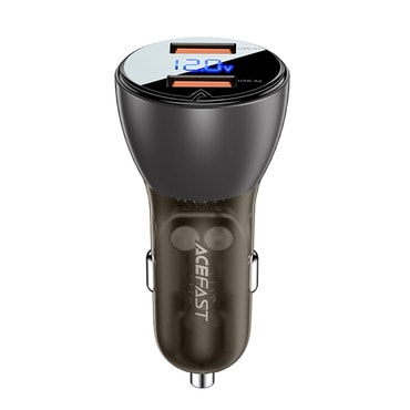 Avtomobilski 45W polnilec Acefast "B7" 2x USB z LED prikazovalnikom - transparent black