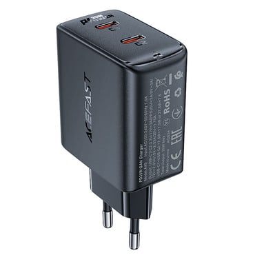 Stenski 35W polnilec Acefast "A49" 2x USB-C, GaN - black