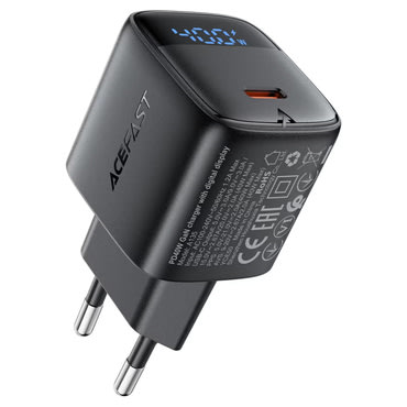 Stenski 45W polnilec Acefast "A135" GaN, LED prikazovalnik - black