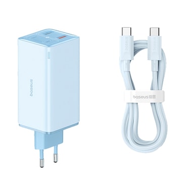 Stenski 100W polnilec Baseus "GaN6 Pro" 2x USB-A, 2x USB-C z USB-C v USB-C kablom - blue
