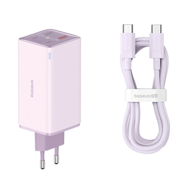 Stenski 100W polnilec Baseus "GaN6 Pro" 2x USB-A, 2x USB-C z USB-C v USB-C polnilnim kablom - purple