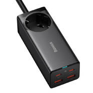 Stenski 100W polnilec Baseus "GaN3 Pro" 2x USB-A, 2x USB-C, AC - black