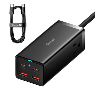 Stenski 100W polnilec Baseus "PSZM000201" 2x USB-A, 2x USB-C, 2x AC - black