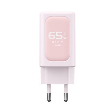 Stenski 65W polnilec Havit "UC260 EU" 2x USB-C, USB-A - pink