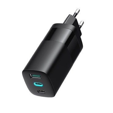 Stenski 65W polnilec Havit "UC10" 2x USB-C, USB, PD - black