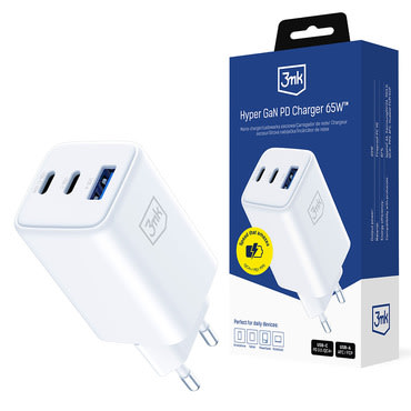 Stenski 65W polnilec 3mk "Hyper" GaN tehnologija - white