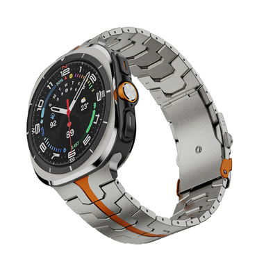 Kovinski pas Techsuit "W063" za Samsung Galaxy Watch Ultra 47mm / Galaxy Watch Ultra 2 - titan / oranžen 
