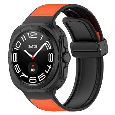 Silikonski pas Techsuit "W056" za Samsung Galaxy Watch Ultra 47mm / Galaxy Watch Ultra 2 - oranžen / črn