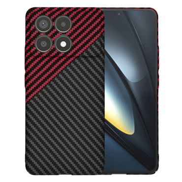 Trden TPU ovitek Techsuit "Carbonite FiberShell" za Xiaomi Poco F6 Pro - red vortex