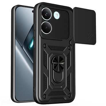 Oklepni ovitek MaX-Armor z obročem, kovinsko ploščico in zaščito zadnjih kamer za Xiaomi Poco X8 Pro - black