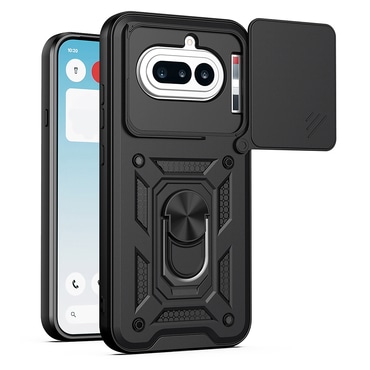 Oklepni ovitek MaX-Armor z obročem, kovinsko ploščico in zaščito zadnjih kamer za Nothing Phone (4a) - black