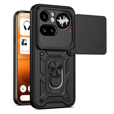 Oklepni ovitek MaX-Armor z obročem, kovinsko ploščico in zaščito zadnjih kamer za Nothing Phone (4a) Pro - black