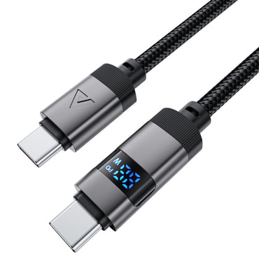 Polnilni in podatkovni 60W USB-C v USB-C kabel Acefast "C15-03" z digitalnim prikazovalnikom - 1.2m - black