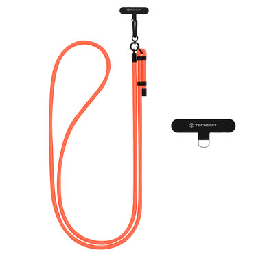 Vrvica za telefon Techsuit "Crossbody Strap" z nastavljivo dolžino - sunset orange