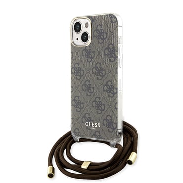 Ovitek Guess "Crossbody Cord 4G Print" za iPhone 15 - brown