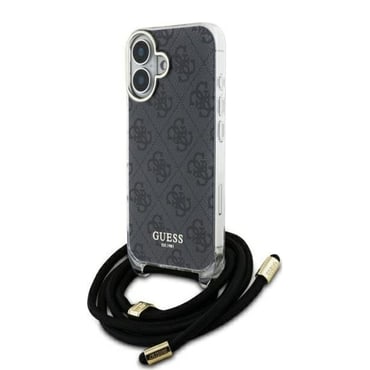 Ovitek Guess "Crossbody Cord 4G Print" za iPhone 16 - black